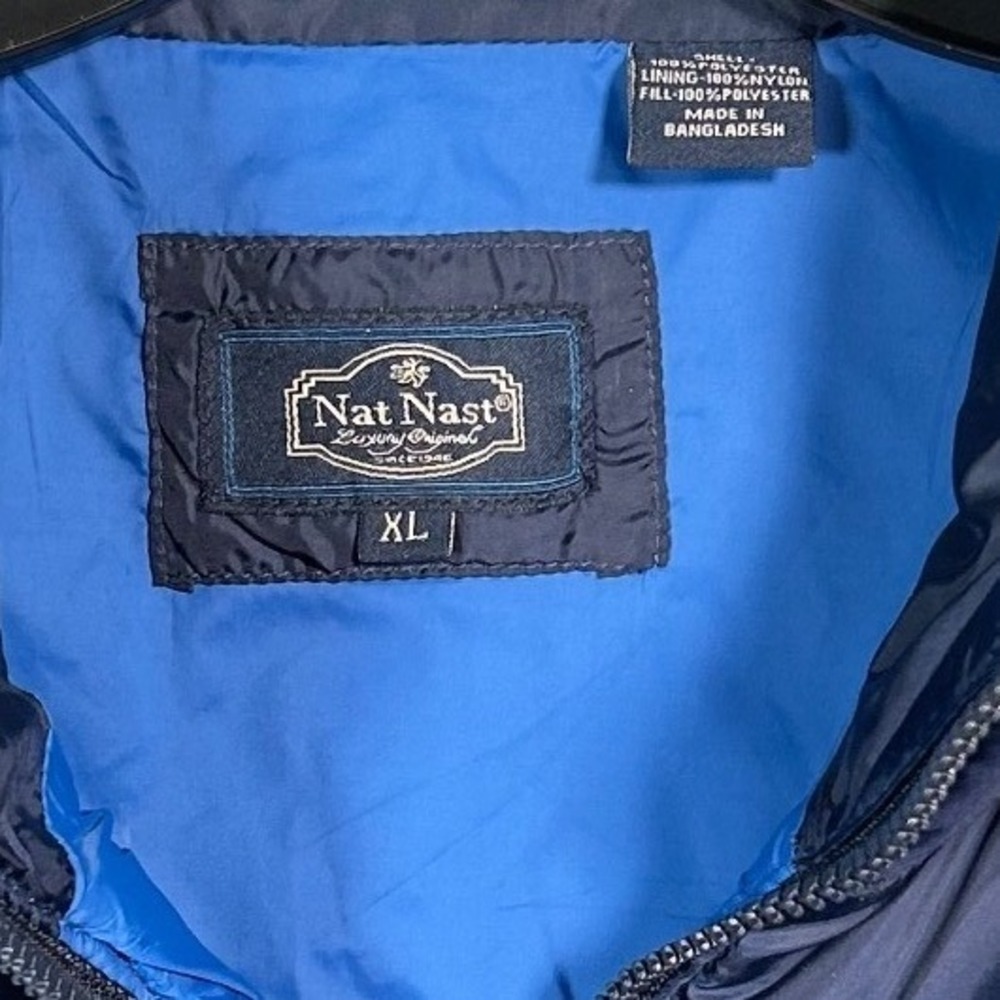Nat Nast Mens Puffer Vest Blue Quilted Zip Front Sleeveless Jacket Outdoor Sz XL - Picture 5 of 8